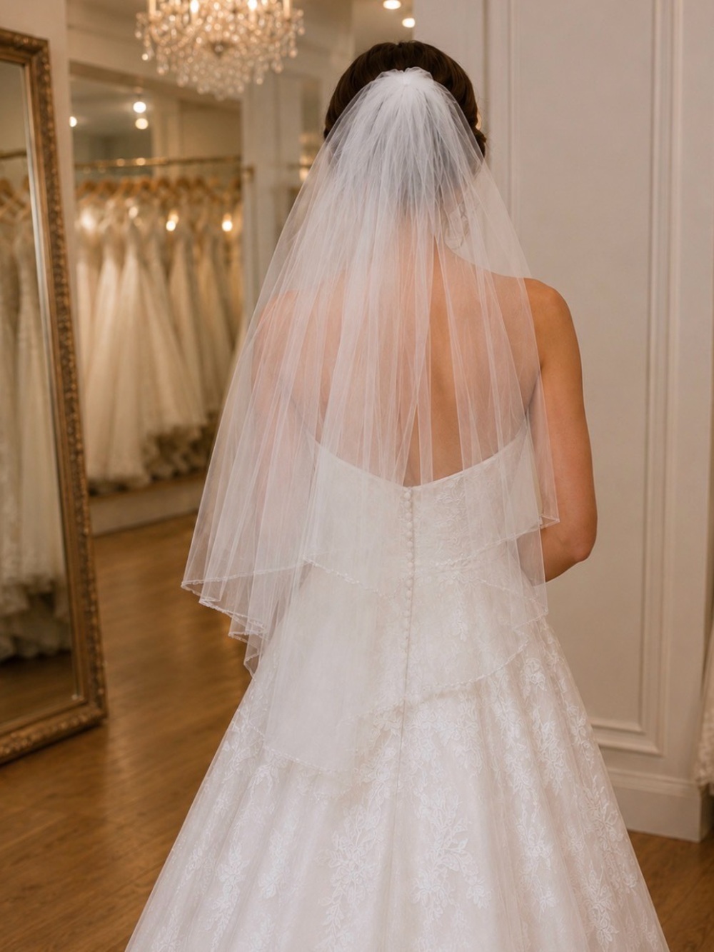 Classic Two-Tier Bridal Veil in White